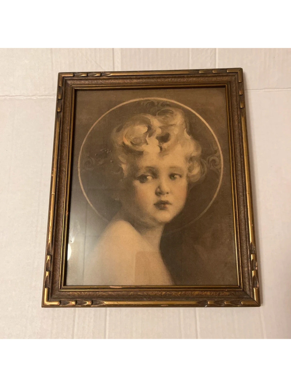 Antique Christ Child Bosseron Chambers Light Of The Gold World Framed Print 16"
